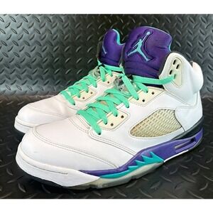 Jordan 5 Retro Grape White Purple Teal 136027-108 Mens sneaker size 10